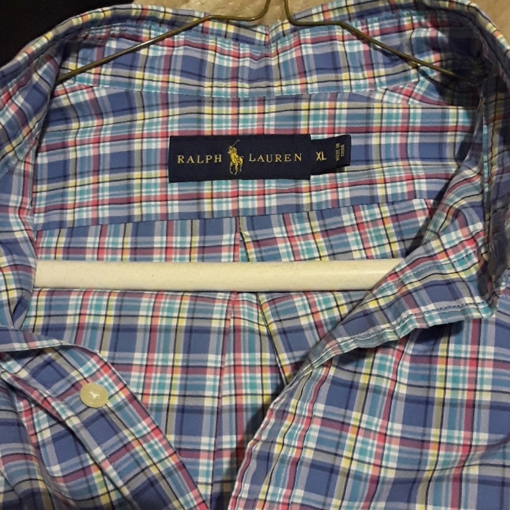 Blue/purple plaid Ralph Lauren button up shirts - Picture 5 of 5